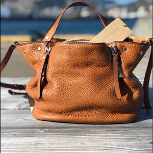 Burberry grain tan leather tote bag